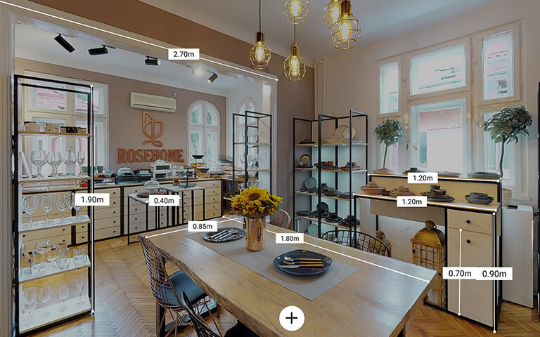 Măsurători interactive direct în tururile virtuale 3D